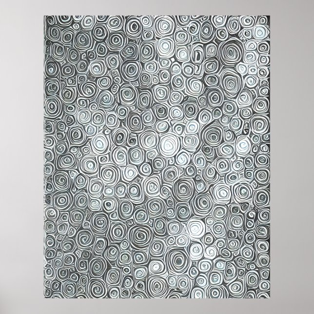 Moderne Abstrakte, lineare schwarz-graue Linien Poster (Vorne)