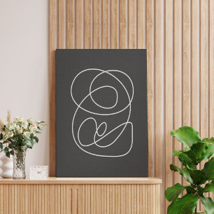 Moderne Abstrakte Linie Art Chic Schwarz-weiß Leinwanddruck