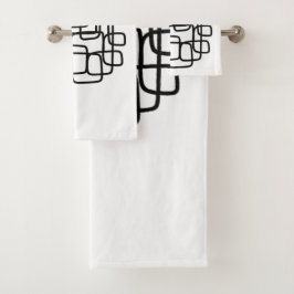Moderne Abstrakte Linie Schwarz/Weiß Badhandtuch Set