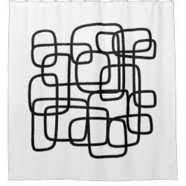 Moderne Abstrakte Linie Schwarz/Weiß Duschvorhang