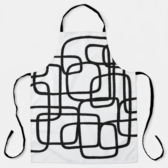 Moderne Abstrakte Linie Schwarz/Weiß Schürze (Vorderseite)