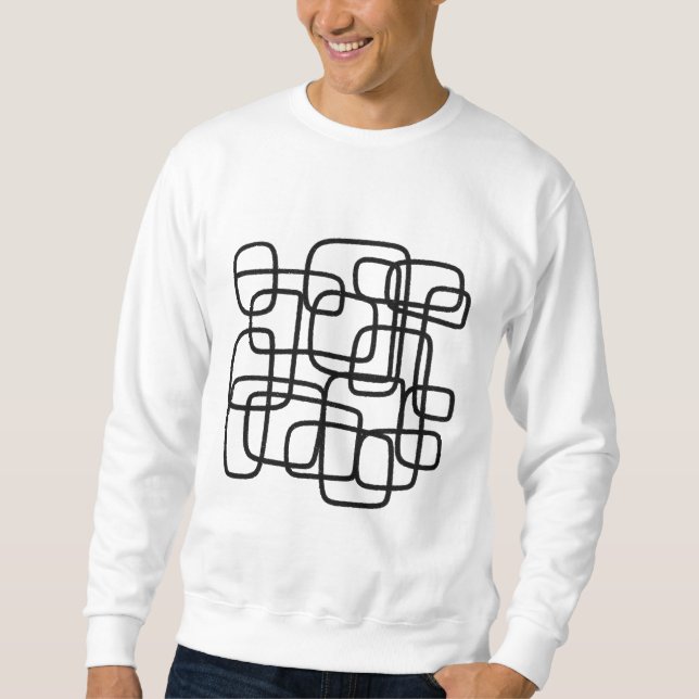 Moderne Abstrakte Linie Schwarz/Weiß Sweatshirt (Vorderseite)