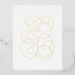 Moderne Abstrakte Linie Zeichn Gold Foil Postkarte<br><div class="desc">Dieses coole elegante zeichn besticht durch minimalistische,  moderne,  kontinuierliche Linienkunst in Goldfolie.</div>