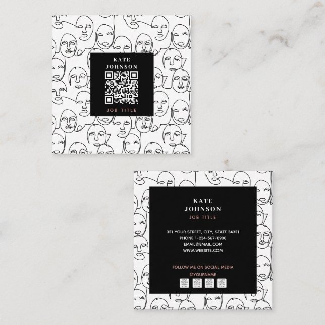 Moderne Abstrakte Linien gegenüber der Kunst der k Quadratische Visitenkarte (Vorne/Hinten)