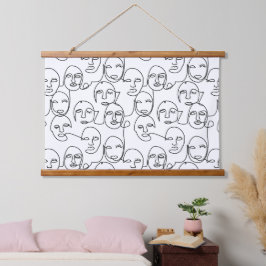 Moderne Abstrakte Linien gegenüber der Kunst der k Wandteppich Mit Holzrahmen