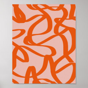 Moderne Abstrakte Linien pfirsich und brennen Oran Poster