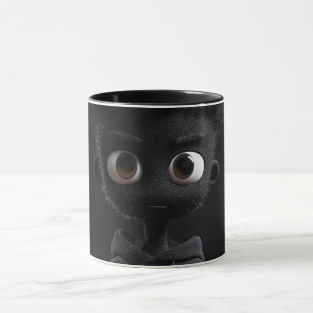 Moderne abstrakte Linienkunst Schwarze Tasse | Min (Zentrum)