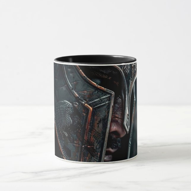 Moderne abstrakte Linienkunst Schwarze Tasse | Min (Zentrum)