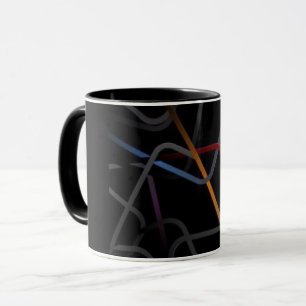 Moderne abstrakte Linienkunst Schwarze Tasse Min