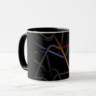 Moderne abstrakte Linienkunst Schwarze Tasse | Min