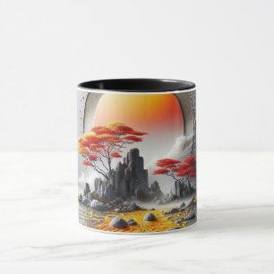 Moderne abstrakte Linienkunst Schwarze Tasse   Min