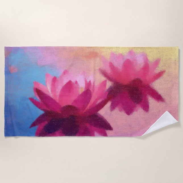 Moderne Abstrakte Lotus-Blume Strandtuch (Vorderseite)
