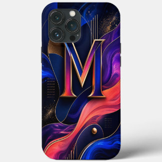 Moderne abstrakte M Anfangsbuchstabe Handyhülle, E iPhone 13 Pro Max Hülle