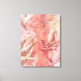 Moderne Abstrakte Malerei Coral Pink Fern Blätter Leinwanddruck