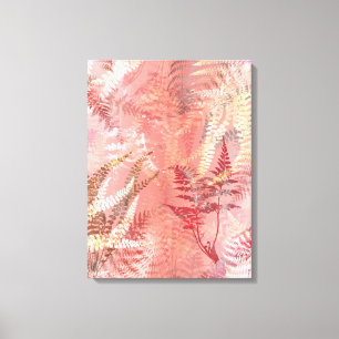 Moderne Abstrakte Malerei Coral Pink Fern Blätter Leinwanddruck