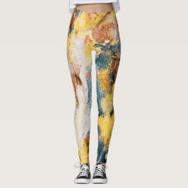 Moderne Abstrakte Malerei Gelb Aquamarin Leggings