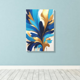Moderne Abstrakte Malerei in Blau und Gold Leinwanddruck