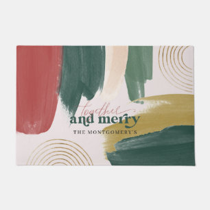 Moderne abstrakte Malerei Monogramm Weihnachten Fußmatte