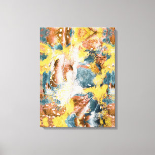 Moderne Abstrakte Malerei Mustard Aquamarin Gold W Leinwanddruck