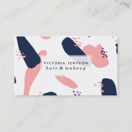 Moderne abstrakte Marineblau Pastellrosa geometris Visitenkarte