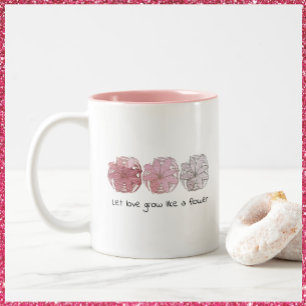 Moderne Abstrakte Mauve- und Graublütendose Zweifarbige Tasse