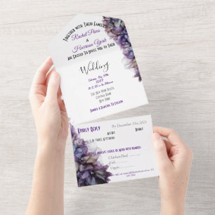 Moderne Abstrakte Mauve- und Gray-Hochzeitseinladu All In One Einladung