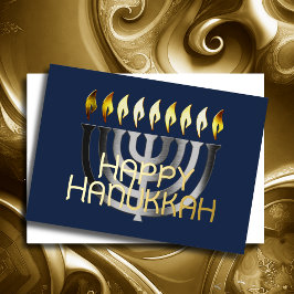 Moderne Abstrakte Menorah Gray Folien Feiertagskarte