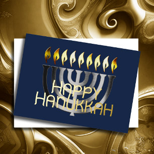 Moderne Abstrakte Menorah Gray Folien Feiertagskarte