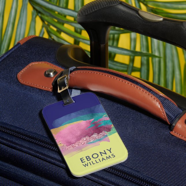 Moderne Abstrakte Metallic Paint Brush Strokes Gepäckanhänger (Vorderseite Insitu 1)