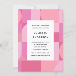 Moderne Abstrakte Minimalistische Pink Girl Babydu Einladung