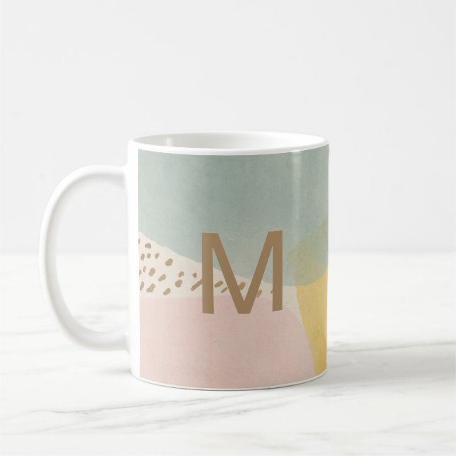 Moderne Abstrakte Monogramm-Farbgebung Kaffeetasse (Links)