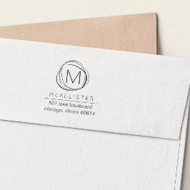 Moderne Abstrakte Monogramm-Rücksendeadresse-Brief Permastempel