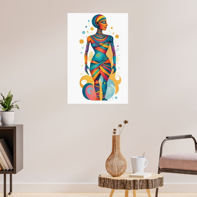 Moderne Abstrakte Mummy Artwork mit hellen Farben Poster (Wohnzimmer 3)