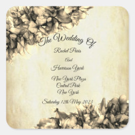 Moderne Abstrakte Natur Elegante Hochzeit Quadratischer Aufkleber