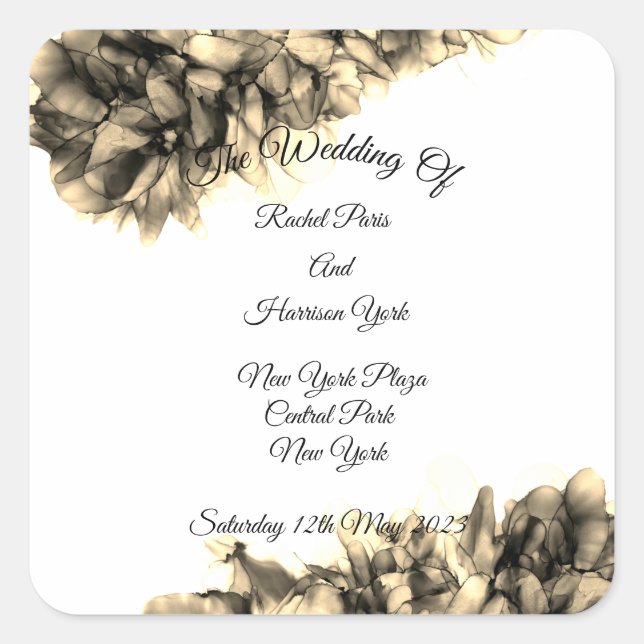 Moderne Abstrakte Natur Elegante Hochzeit Quadratischer Aufkleber (Vorderseite)