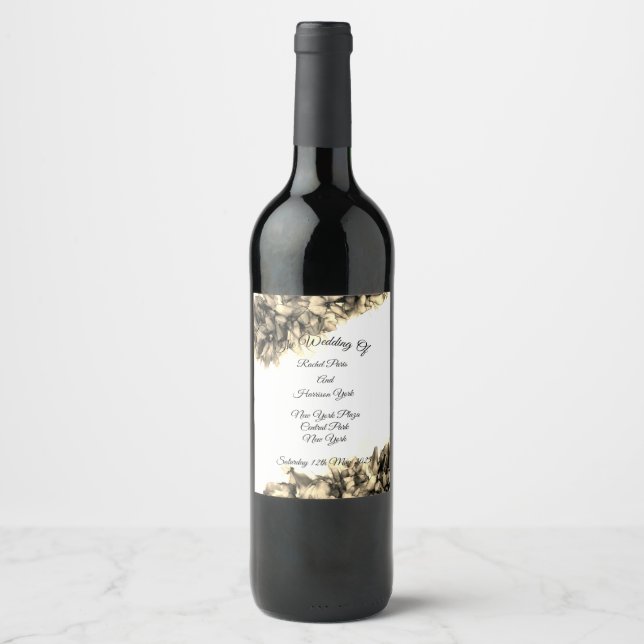 Moderne Abstrakte Natur Elegante Hochzeit Weinetikett (Vorderseite)