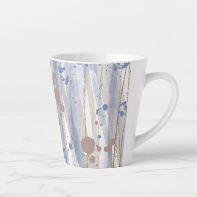 Moderne Abstrakte Natur Pinselstriche Latte Tasse (Rechts)
