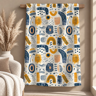 Moderne abstrakte Navy-Gelb-Regenbogen-Boho-Decke Fleecedecke