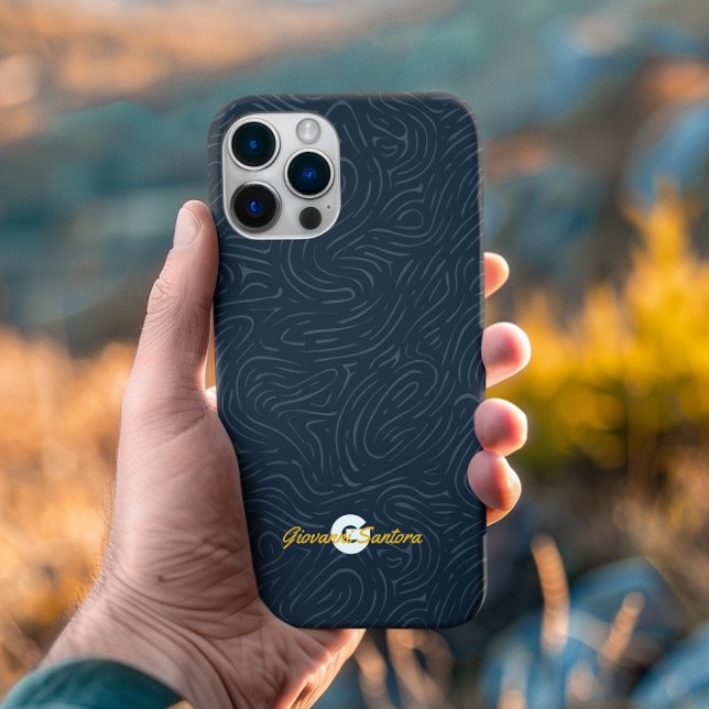 Moderne abstrakte Navy-Muster-Monogramm Case-Mate iPhone Hülle (Von Creator hochgeladen)