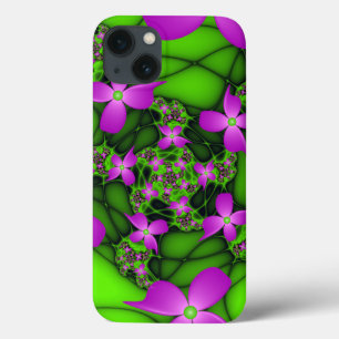 Moderne Abstrakte Neon Pink Green Fraktal Blume Case-Mate iPhone Hülle