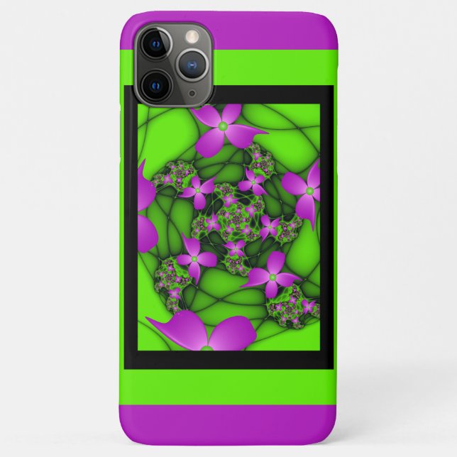 Moderne Abstrakte Neon Pink Green Fraktal Blume Case-Mate iPhone Hülle (Rückseite)