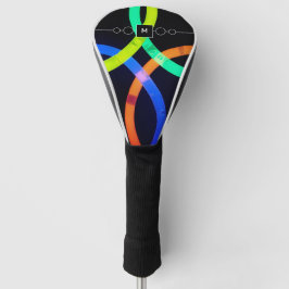 Moderne Abstrakte Neon- und Schwarz-Monogramm Golf Headcover