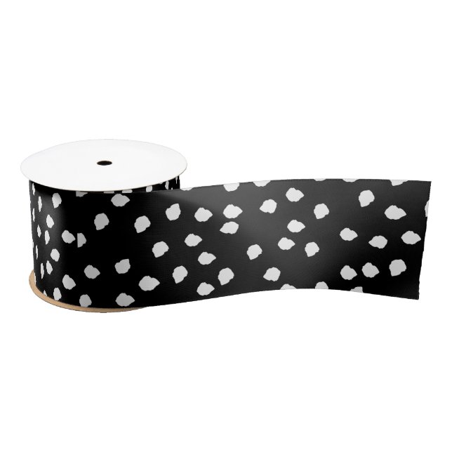 Moderne Abstrakte Niedliche Polka Dot Black und Wh Satinband (Spule)