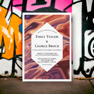 Moderne Abstrakte Ölgemälde in Lava Minimale Hochz Einladung