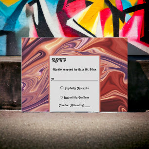 Moderne Abstrakte Ölgemälde in Lava Minimale Hochz RSVP Karte