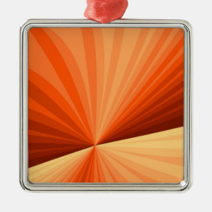 Moderne abstrakte orange rote Vanille-Grafik-Frakt Ornament Aus Metall