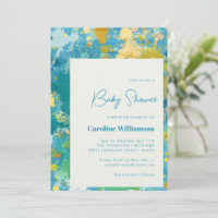 Moderne Abstrakte Paint Art Cool Blue Baby Dusche