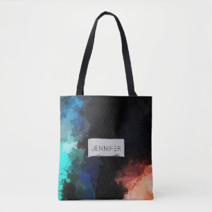 Moderne Abstrakte Paint Spritzers Black Orange Blu