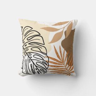 Moderne abstrakte Palmenblätter Beige Erdtöne Kissen
