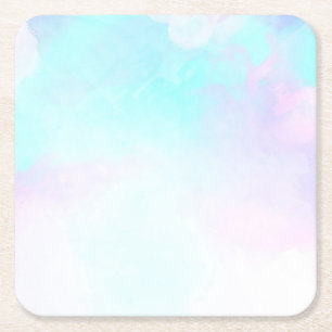 Moderne Abstrakte Pastell Blau & Lila Wasserfarbe Rechteckiger Pappuntersetzer